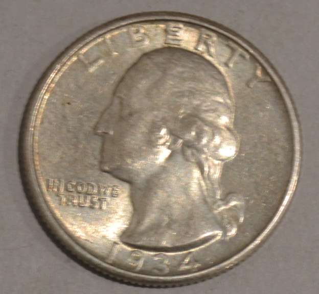 Near Unc 1934 Strong Motto Washington Quarter