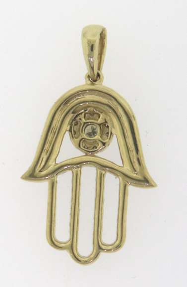 Sparkling 10kt Diamond Hamsa Hand Pendant