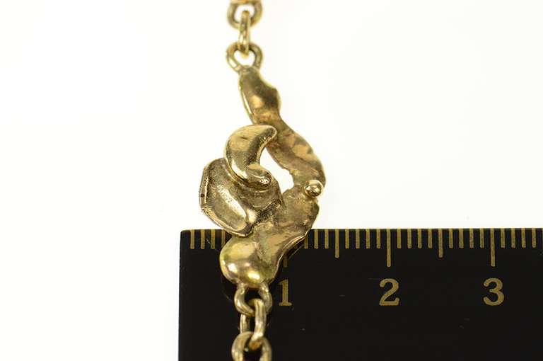 14K Yellow Gold Textured Abstract Nugget Cluster Chain Bracelet