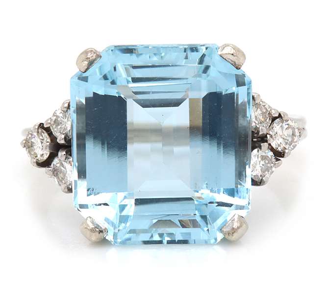 Master Piece 18kt Aquamarine and Diamond Ring with LGL Cert