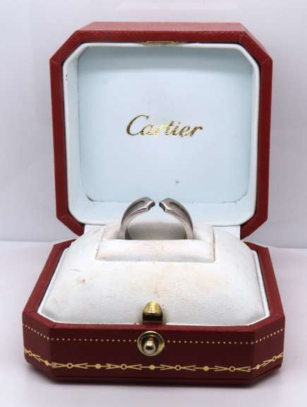 White Gold Double C Logo Cartier Ring