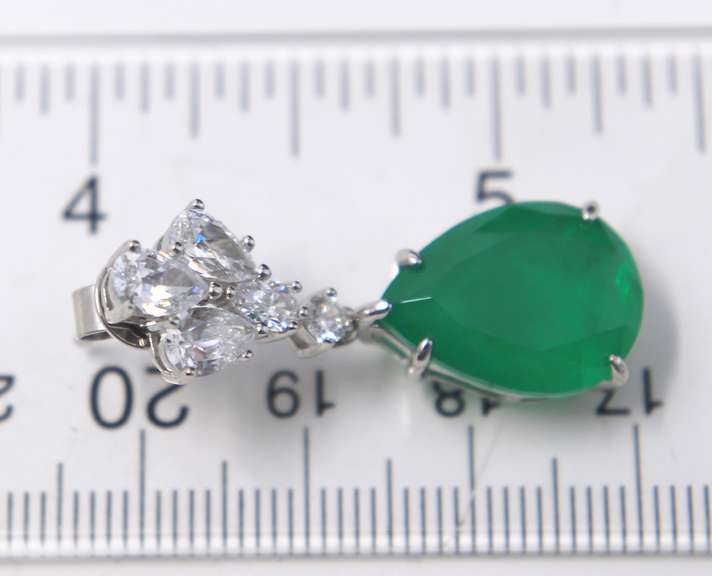 Green and White Cubic Zirconia Dangle Earrings