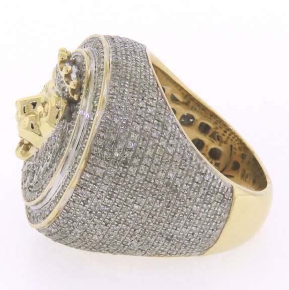 Amazing 10kt Diamond Lionhead Men's Ring