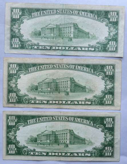 $ 10 1934 A B C Fed Reserve Notes