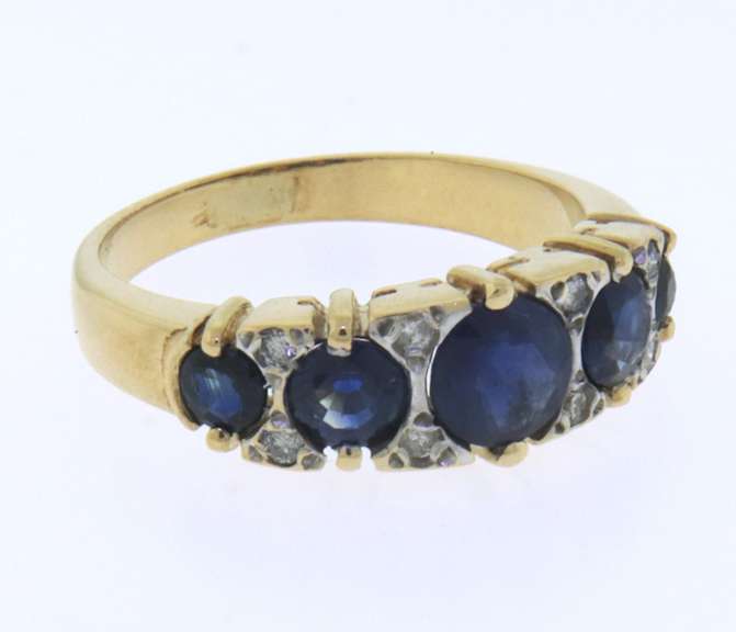 Vintage 14kt YG Sapphire and Diamond Ring