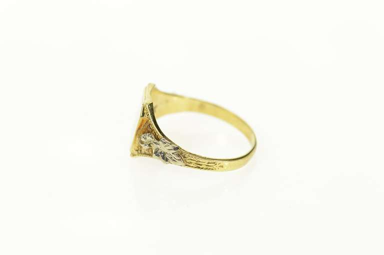 14K Yellow Gold Art Deco Monogrammable Ornate Child's Ring