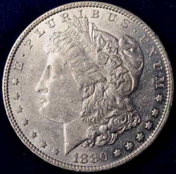 1880-O Morgan Silver Dollar, AU.