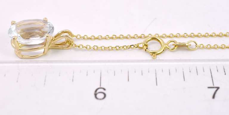 Enchanting White Crystal Pendant Necklace in 14K Yellow Gold