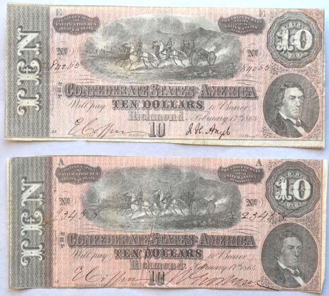 2 $ 10 CSA February 17 1864 Series Note