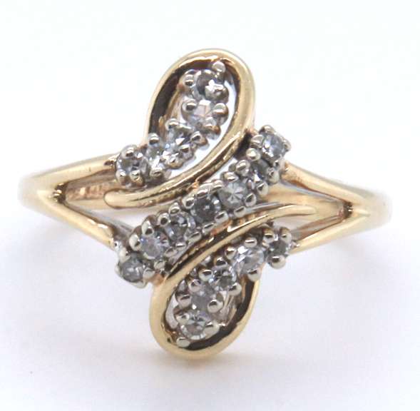 Gorgeous Yellow Gold Diamond Bypass Ring
