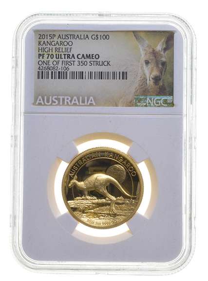 PF70UCAM 2015-P Australia $100 Gold Kangaroo 1 Oz .999 Fine Gold - NGC