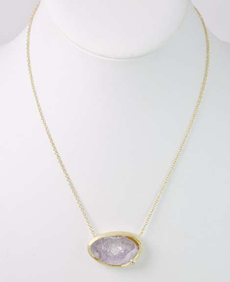 Dreamy Hand Crafted Purple Geode Necklace in Gold Plated Sterling Silver
