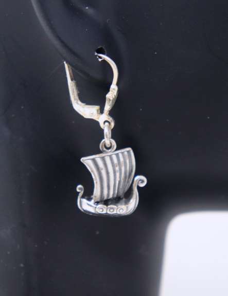 Sterling Silver Ship Dangle Earrings