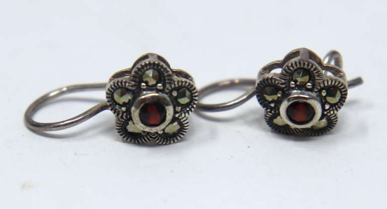 Flower Style Sterling Silver Earrings
