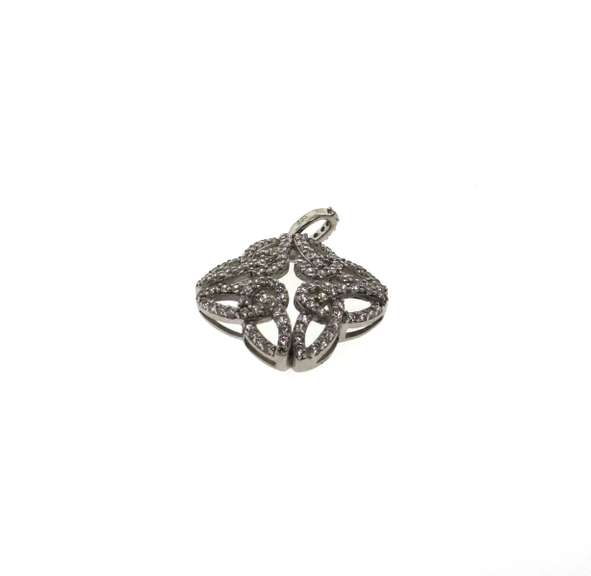 Contemporary Four-Point Sterling Silver Pendant with Cubic Zirconias