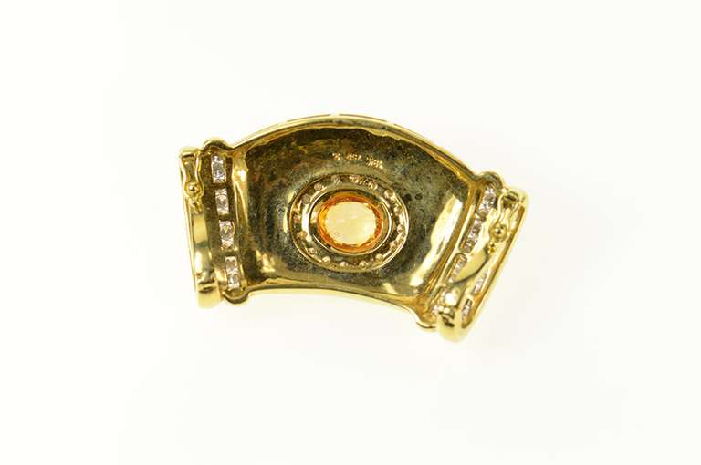 18K Yellow Gold 3.88Ctw Orange Sapphire Diamond Omega Slide Pendant