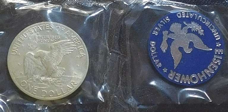 1971 Silver (40%) Unc Ike Dol, Blue Ike