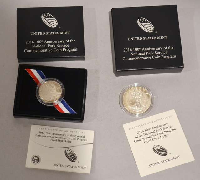 2016 US National Parks 100 th Anniversary Proof Silver Dollar and Half.
