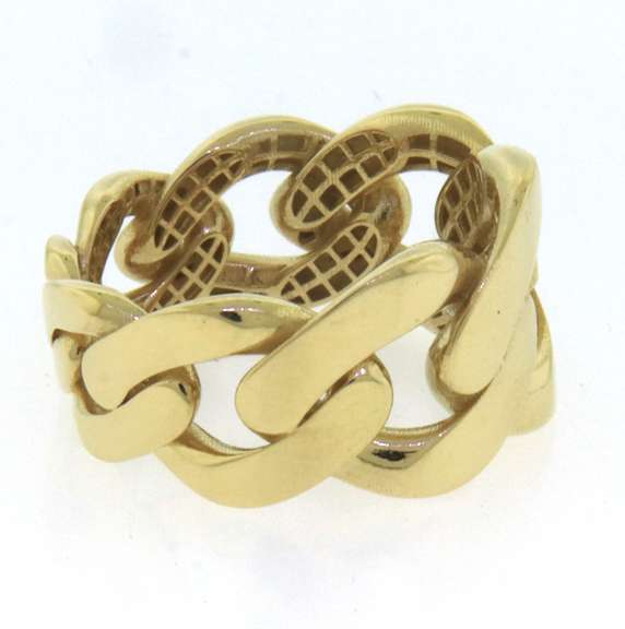 Contemporary Handmade Italian 14k Gold Curb Chain Ring