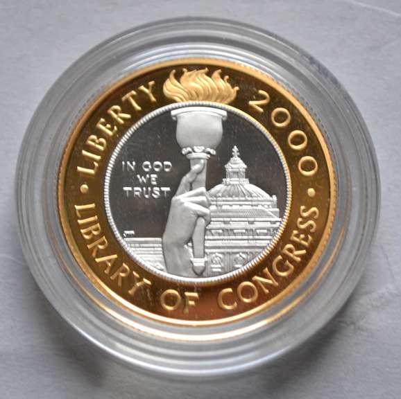 2000 Proof $10 Library OF Congress Bimetal Platinum &Gold LOC $10 Box & A Paper.