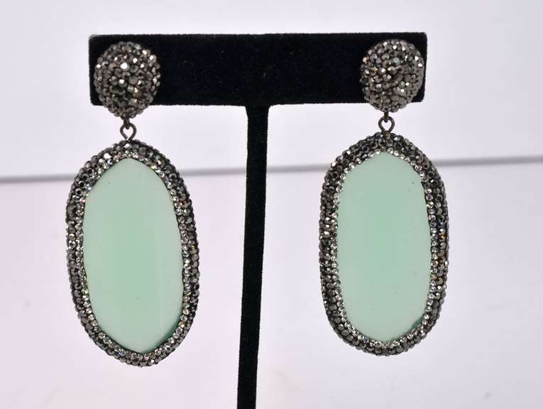Large Oval Crystalized Gemstone Earrings