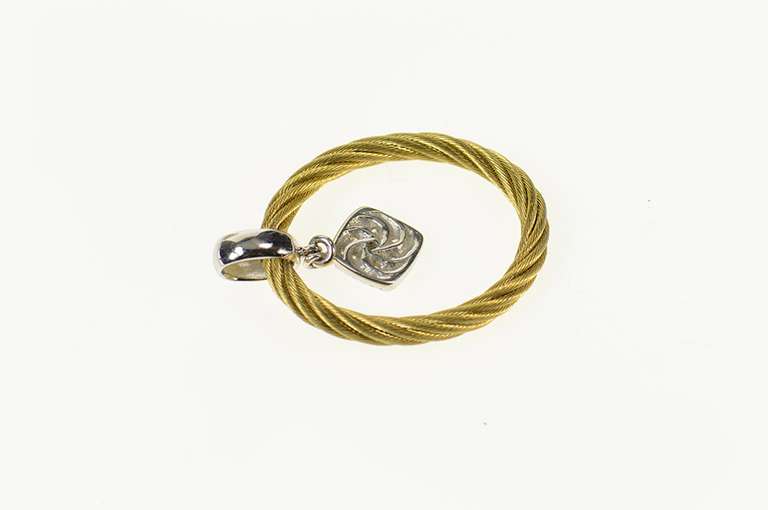 18K Yellow Gold Charriot Designer Cable Twist Diamond Dangle Pendant