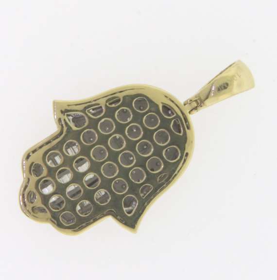 Impressive 10kt Diamond Hamsa Hand Pendant