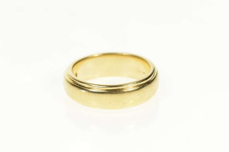14K Yellow Gold Diamond Grooved Classic Wedding Band Ring