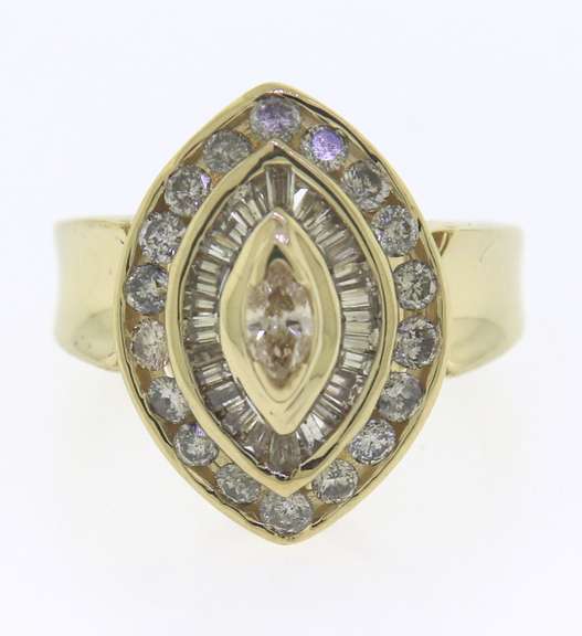 Dazzling Marquise Diamond w Double Diamond Halo Ring