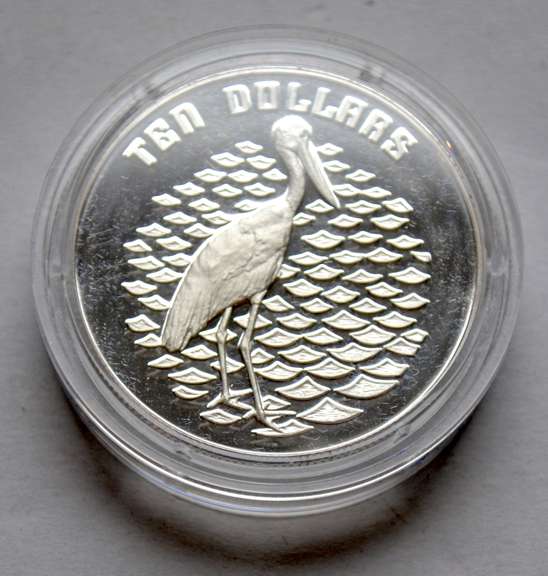 Australia 1991 Jabiru $ 10 Silver Piedfort Proof Silver Coin