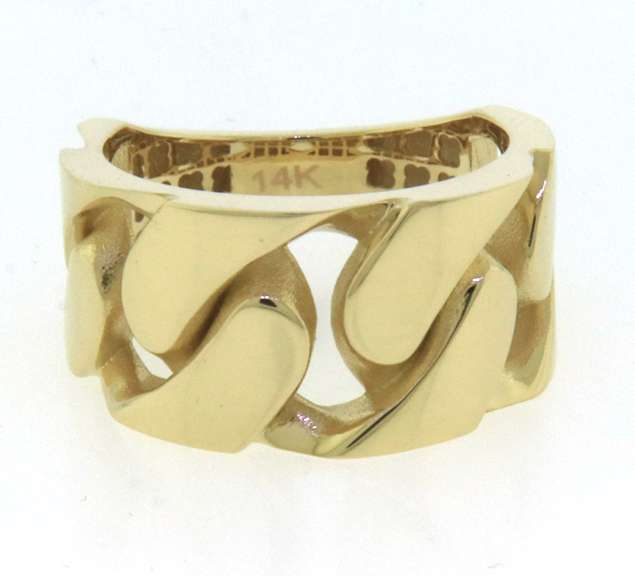 Contemporary Handmade Italian 14k Gold Curb Chain Ring