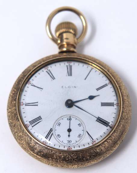 Elgin 17 Jewels Open Face Gold Filled Pocket Watch