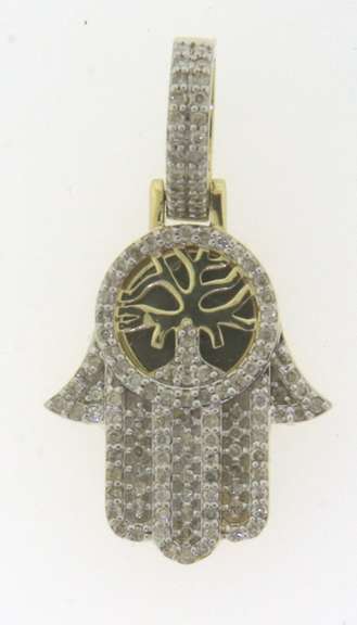 10kt Hamsa Hand Diamond Pendant
