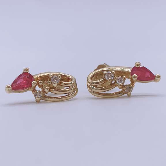 14kt Gold, Ruby, & Diamond Earrings