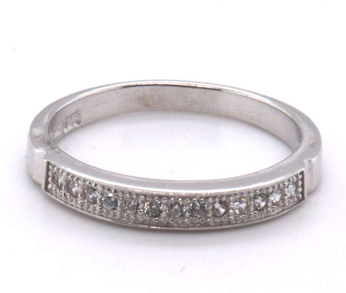 Sterling Silver Anniversary Band Ring with Channel Set Cubic Zirconia