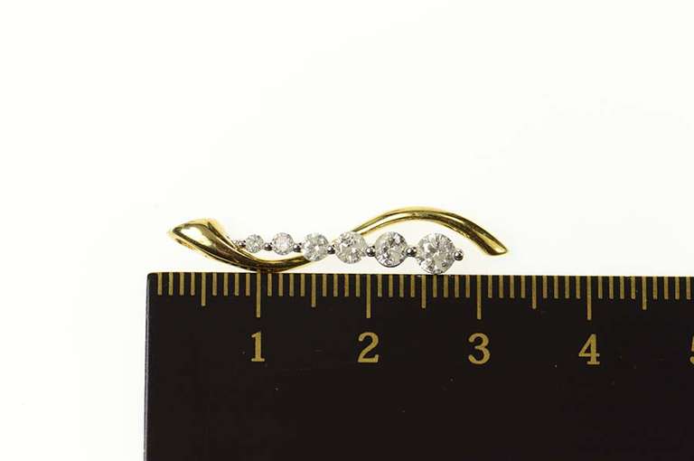 14K Yellow Gold Graduated Diamond Wavy Two Tone Journey Pendant