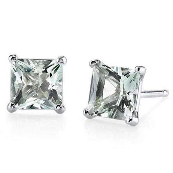 4.95 CT GREEN AMETHYST 925 STERLING SILVER EARRINGS STUD