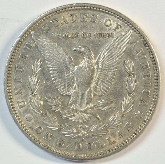 Upper end 1888-S Morgan Silver Dollar. Key date