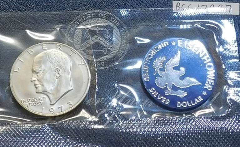 1973 Silver Unc Ike Dol, Blue Ike