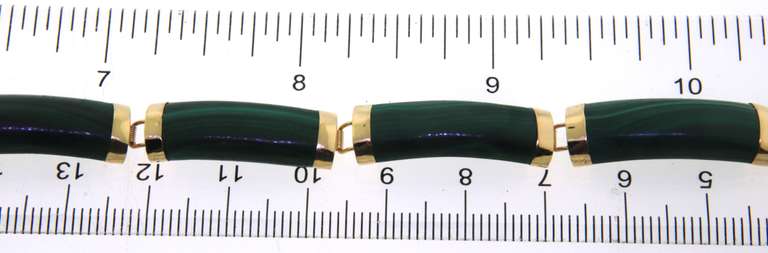 Pleasing Yellow Gold Malchite Link Bracelet