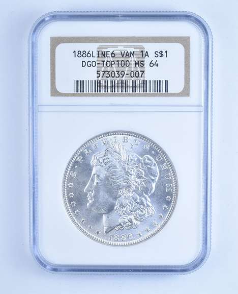 MS64 1886 Morgan Silver Dollar - Line 6 - VAM 1A - DGO-TOP 100 - NGC