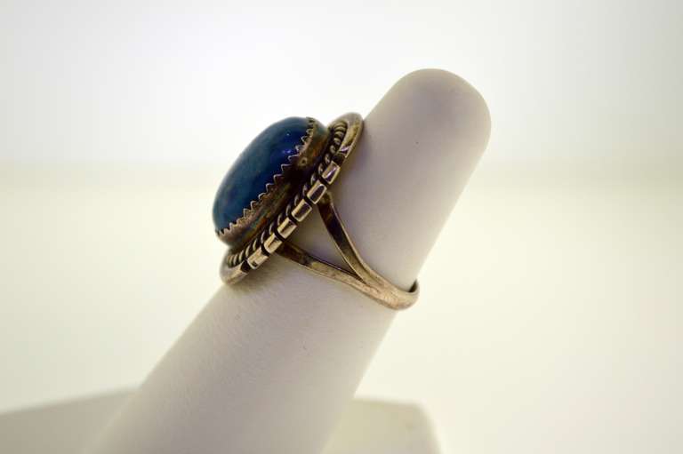 Vintage Sterling Silver Martinez Blue Aventurine Ring