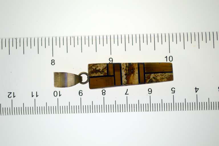 Sterling Silver Inlay Mixed Gemstone Pendant