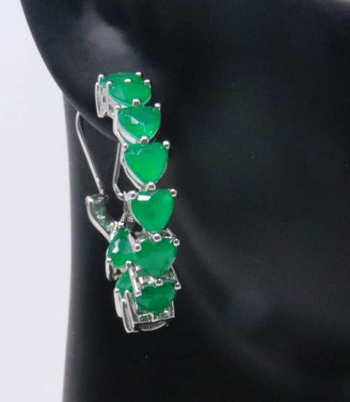Sterling Silver Green Cubic Zirconia Earrings