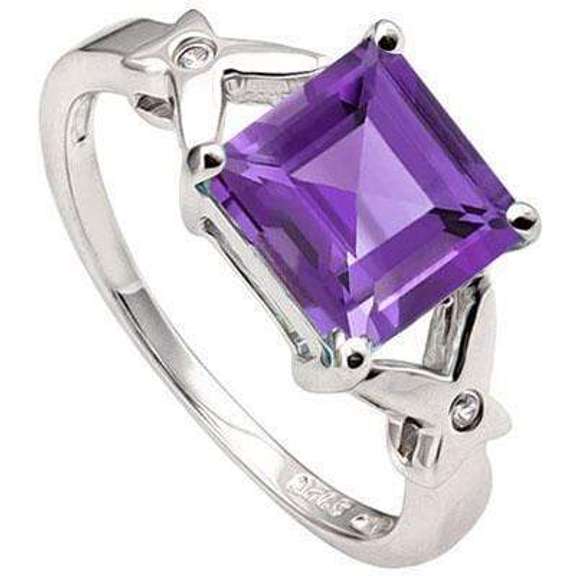 2.05 CT AMETHYST & DIAMOND 925 STERLING SILVER RING