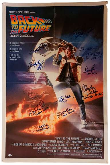 Back To The Future Cast x11 Michael J Fox Autographed ORIGINAL 27x40 Poster ACOA