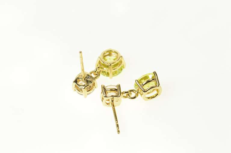14K Yellow Gold Round Dangle White & Green CZ Stud Earrings