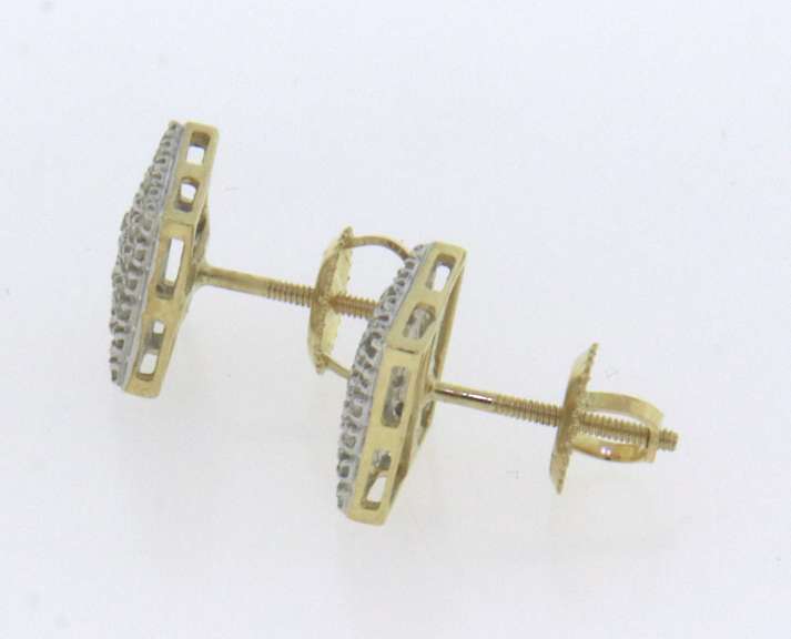 Cute 10kt Square Stud Diamond Earrings