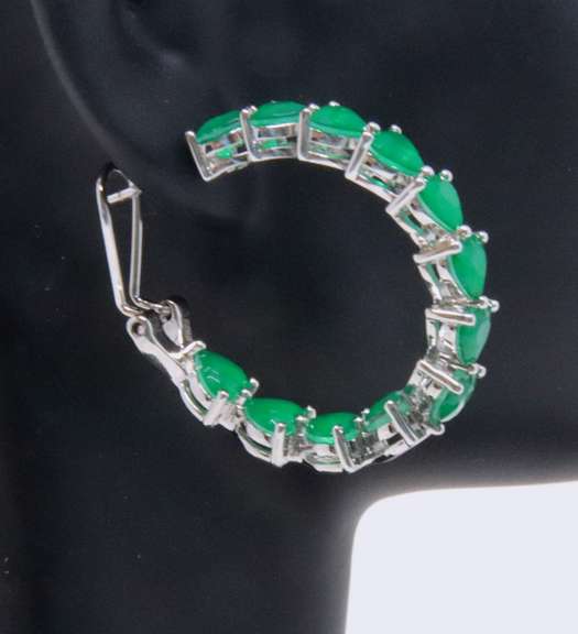 Sterling Silver Green Cubic Zirconia Earrings