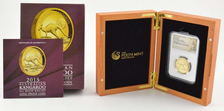PF70UCAM 2015-P Australia $100 Gold Kangaroo 1 Oz .999 Fine Gold - NGC